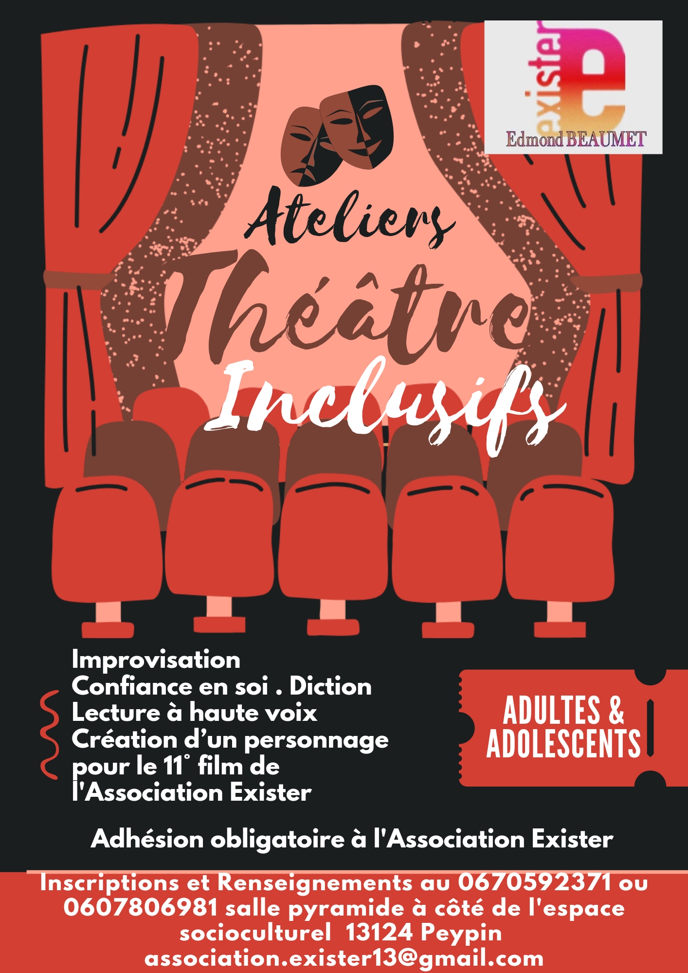 NOUVEAU – ATELIERS THÉÂTRE INCLUSIFS – ADULTES/ADOS – dès le 25 janvier 2025 à Peypin13